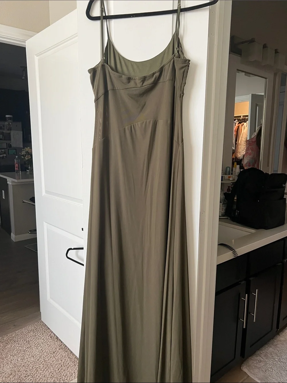 Peppermayo Olive Slip Maxi Dress with Spaghetti Straps